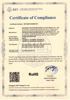 RoHS测试认证书